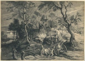 NPG D23010,Landscape with a waggon,by; after; after William Faithorne; Schelte Adams Bolswert; Sir Peter Paul Rubens